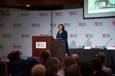 Cover image for At Radcliffe Conference, Bacow Pledges to Dedicate Resources to ‘Repair the Damage’ of Harvard’s Slavery Ties