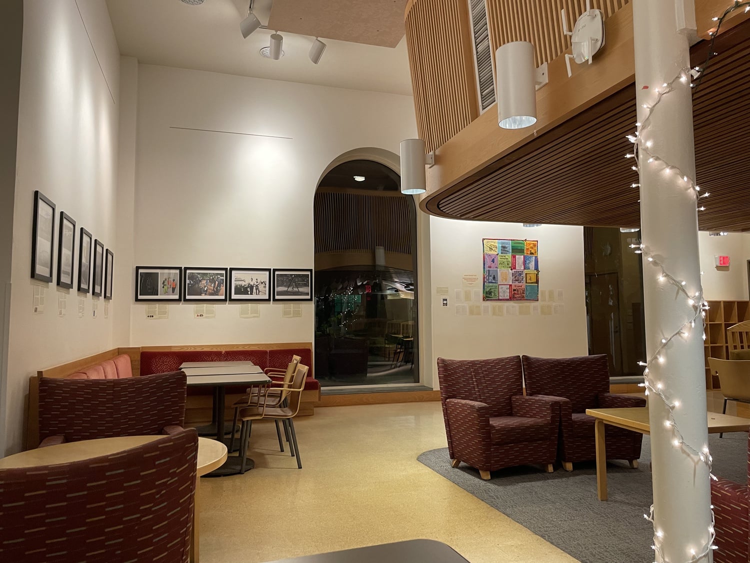 The Spanish 150 EMR exhibit in Ticknor Lounge on the first floor of Boylston Hall.