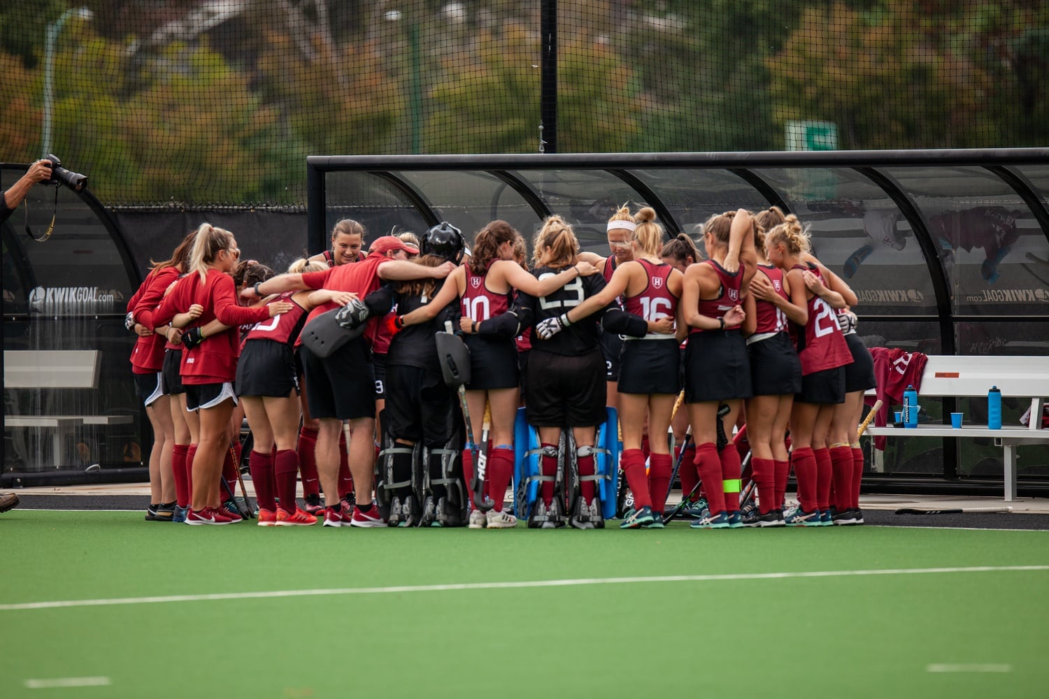 Harvard field hockey goes up against the University of New Hampshire on October 3, 2021 in Cambridge, M.A. Their overall record for the 2021 season was 17-2.