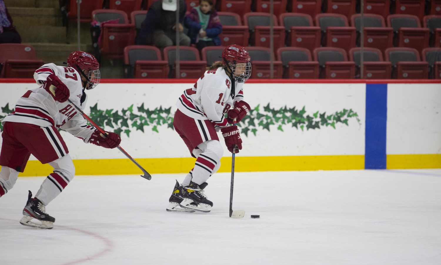 The Crimson plays against Colgate on October 30, 2021. The team ultimately lost 4-5 in overtime.