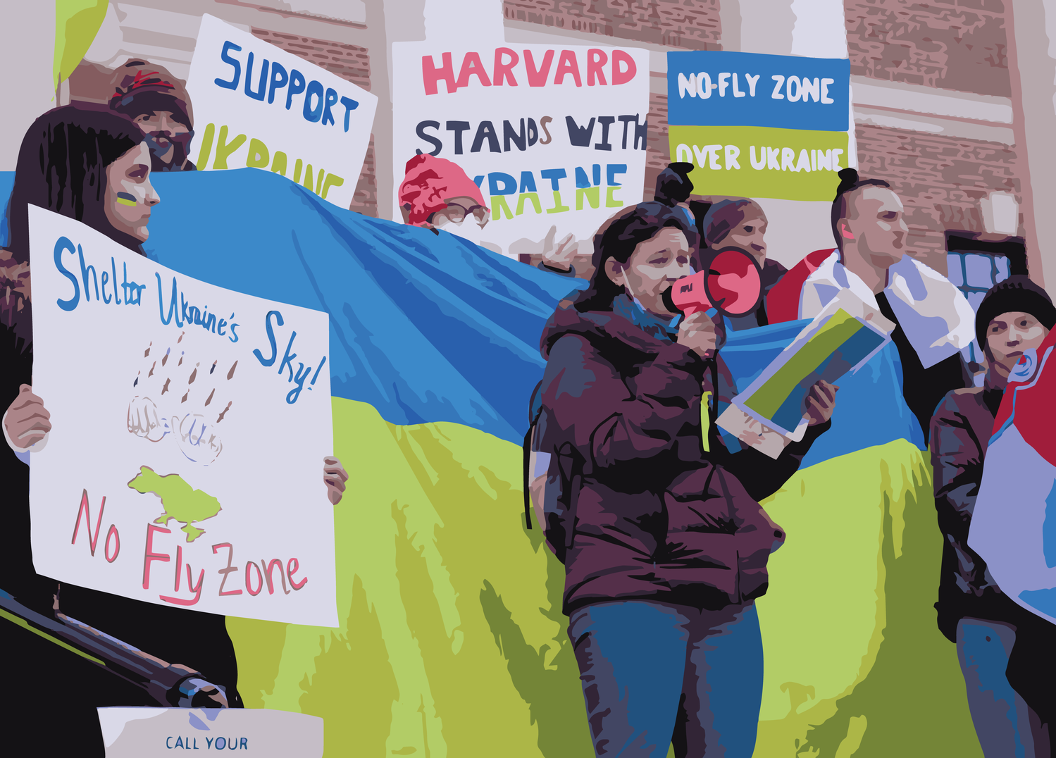 Harvard affiliates held protests on campus following the start of Russia's invasion of Ukraine in February.