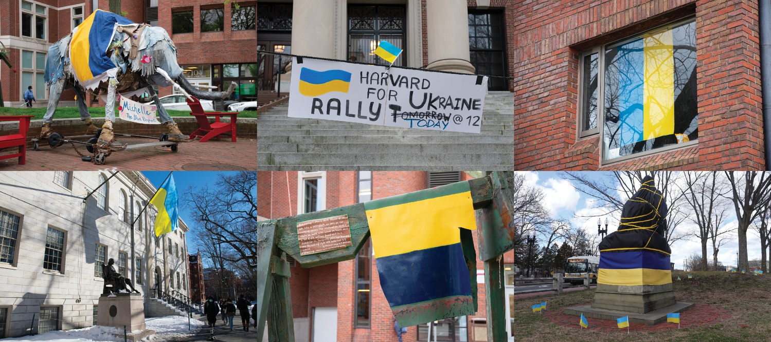 Displays of support and solidarity with Ukraine, including activism and art, cropped up across campus and Cambridge in the spring.