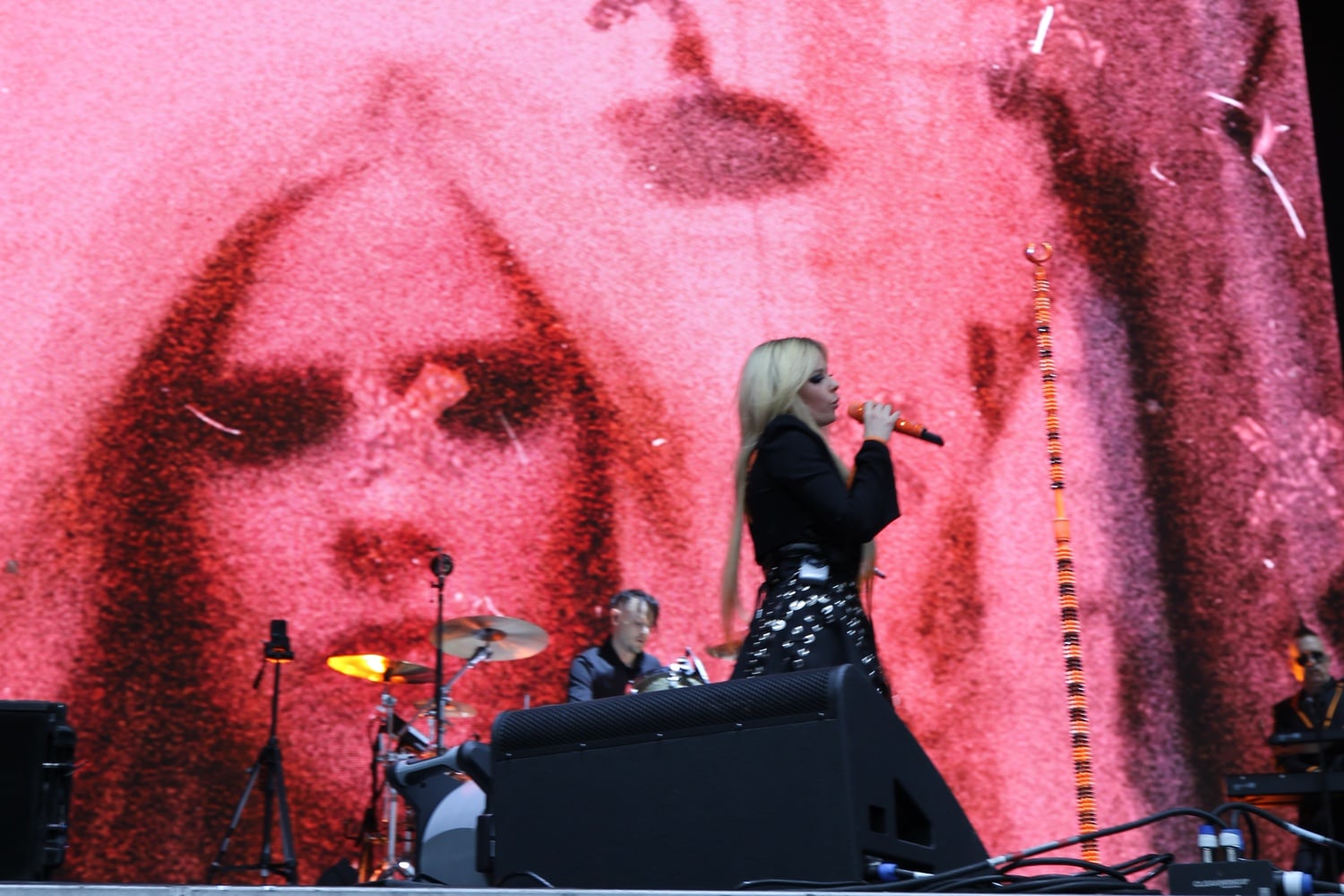 Seeing double? Avril Lavigne's silhouette appeared on the LED screen behind the singer throughout her performance.