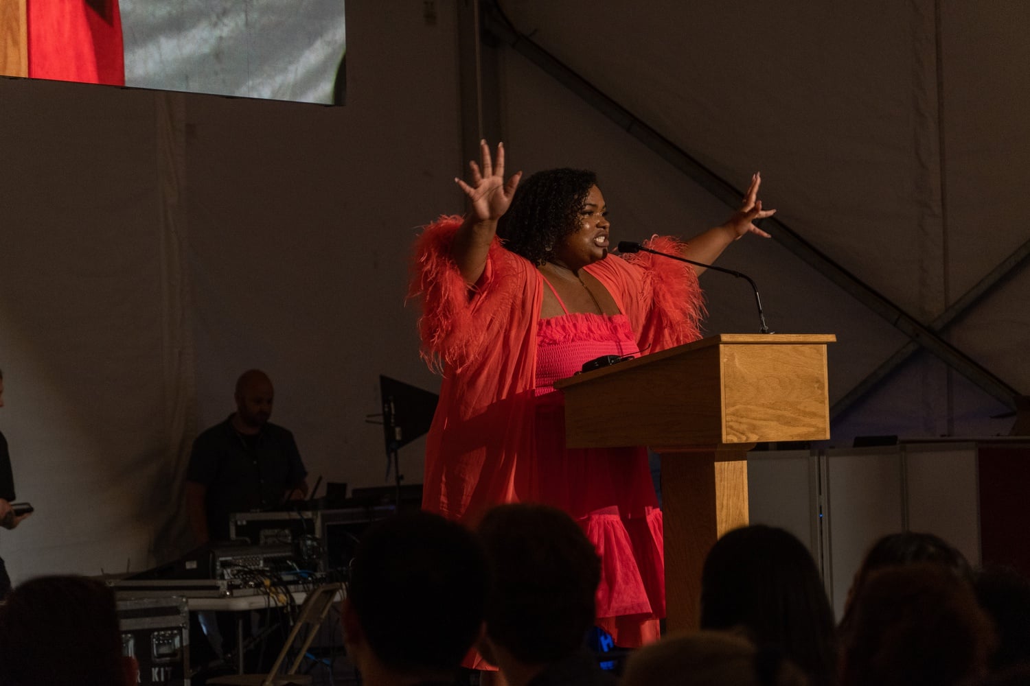 Samyra C. Miller ’21 addressed her classmates at Class Day dinner on Saturday.