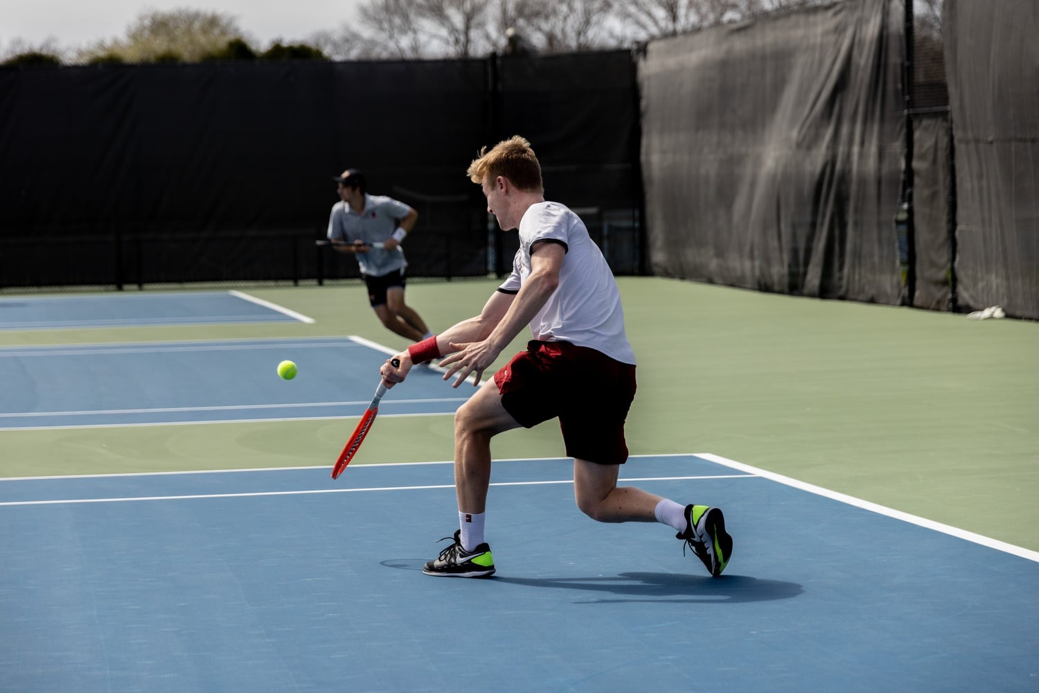 Sophomore star Henry von der Schulenberg goes up against Princeton on April 16. At the end of his season, he became the first Harvard tennis player to earn All-American status since 2014.