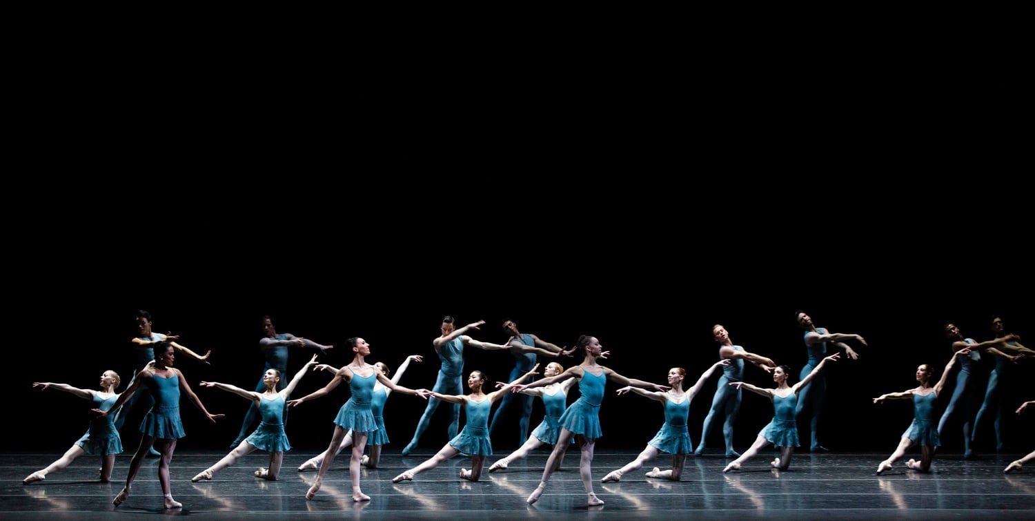 Boston Ballet dancers performing in William Forsythe's "Blake Works I."