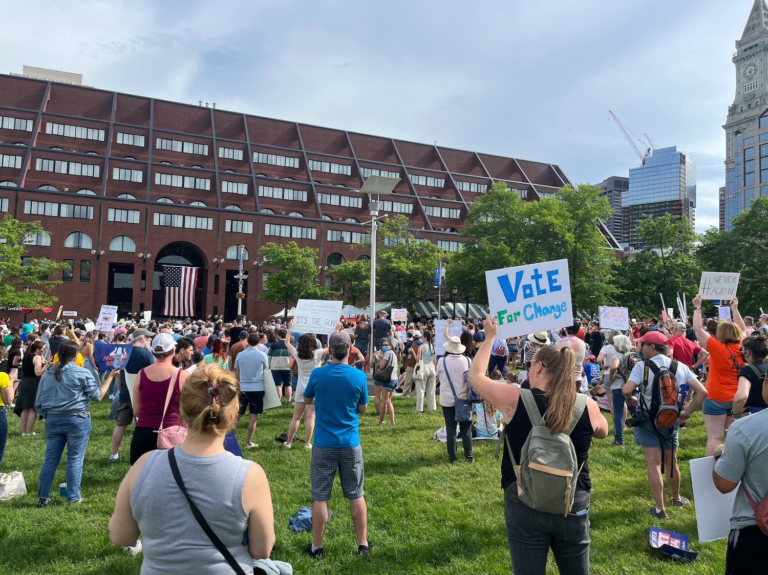 Speakers at the Boston March for Our Lives rally urged attendees on Saturday afternoon to vote in November for representatives who support gun reform.
