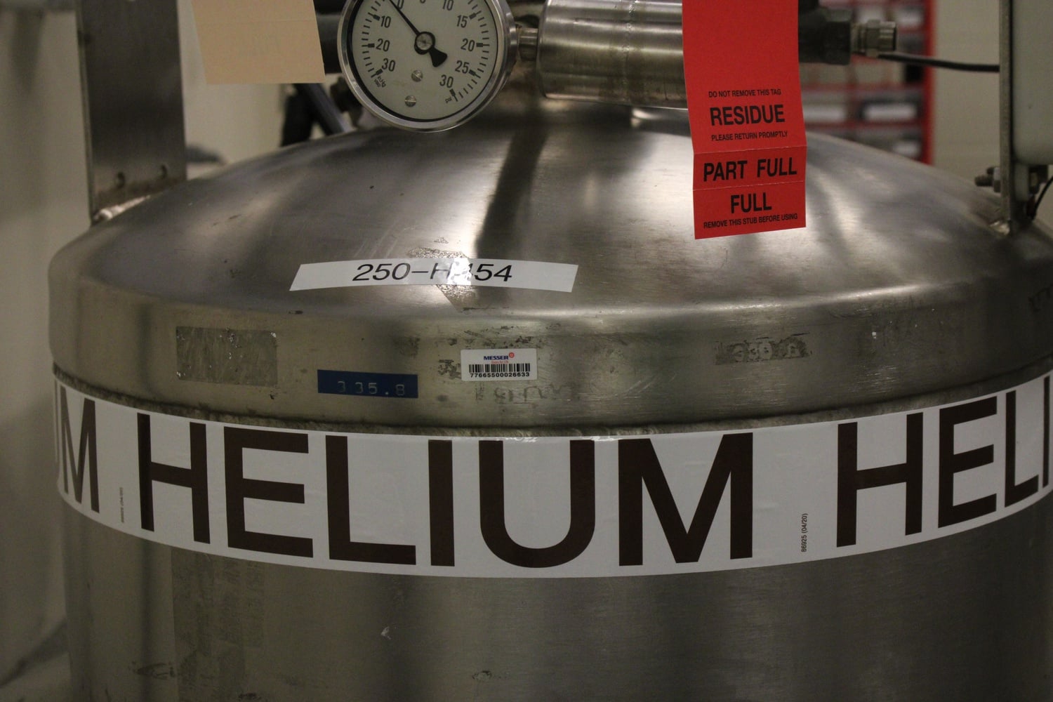 A helium dewar sits unused in the basement of the Laboratory for Integrated Science and Engineering building.A helium dewar sits unused in the basement of the Laboratory for Integrated Science and Engineering building.