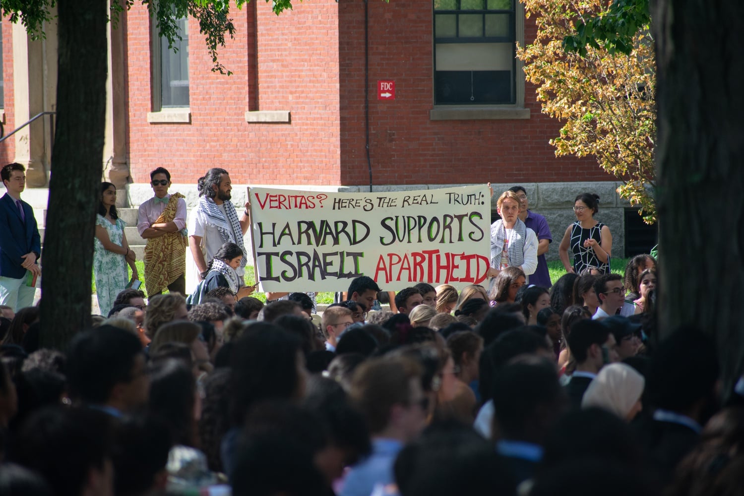 Student protesters from the Palestine Solidarity Committee interrupted Tuesday's Convocation ceremony with posters and chanting.