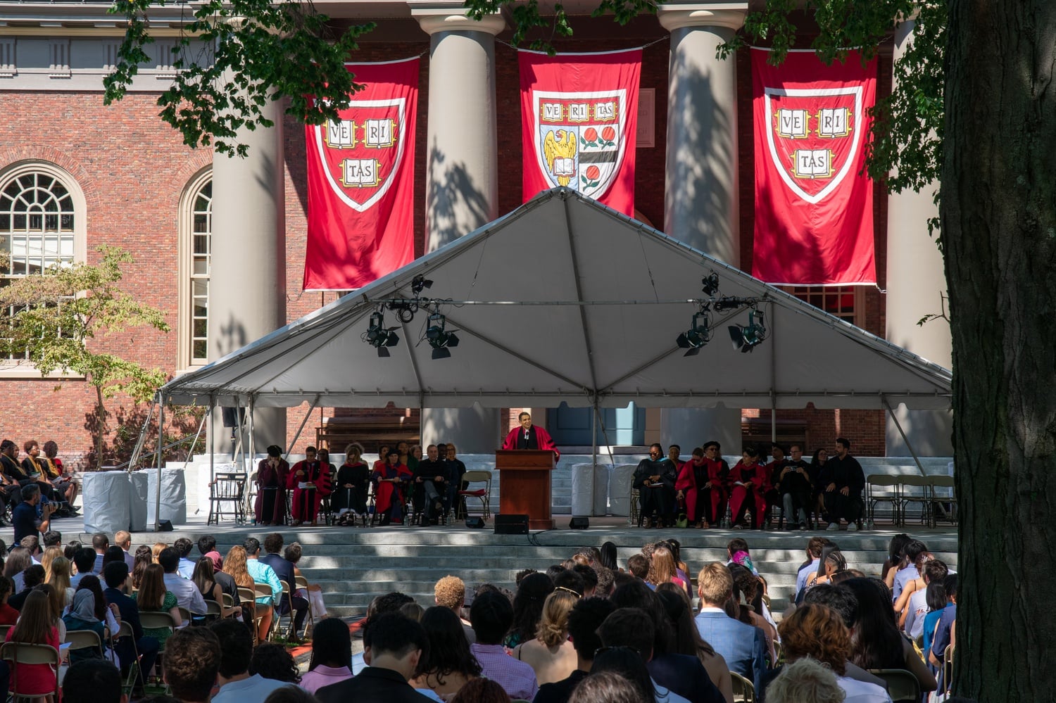 Rev. Matthew I. Potts concludes the Convocation ceremony with a blessing for the Class of 2026.
