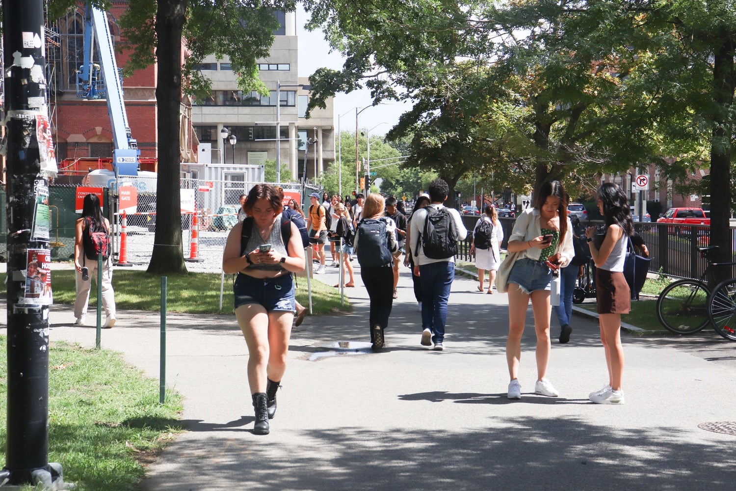 Students walk by Memorial Hall on the first day of classes on Wednesday.