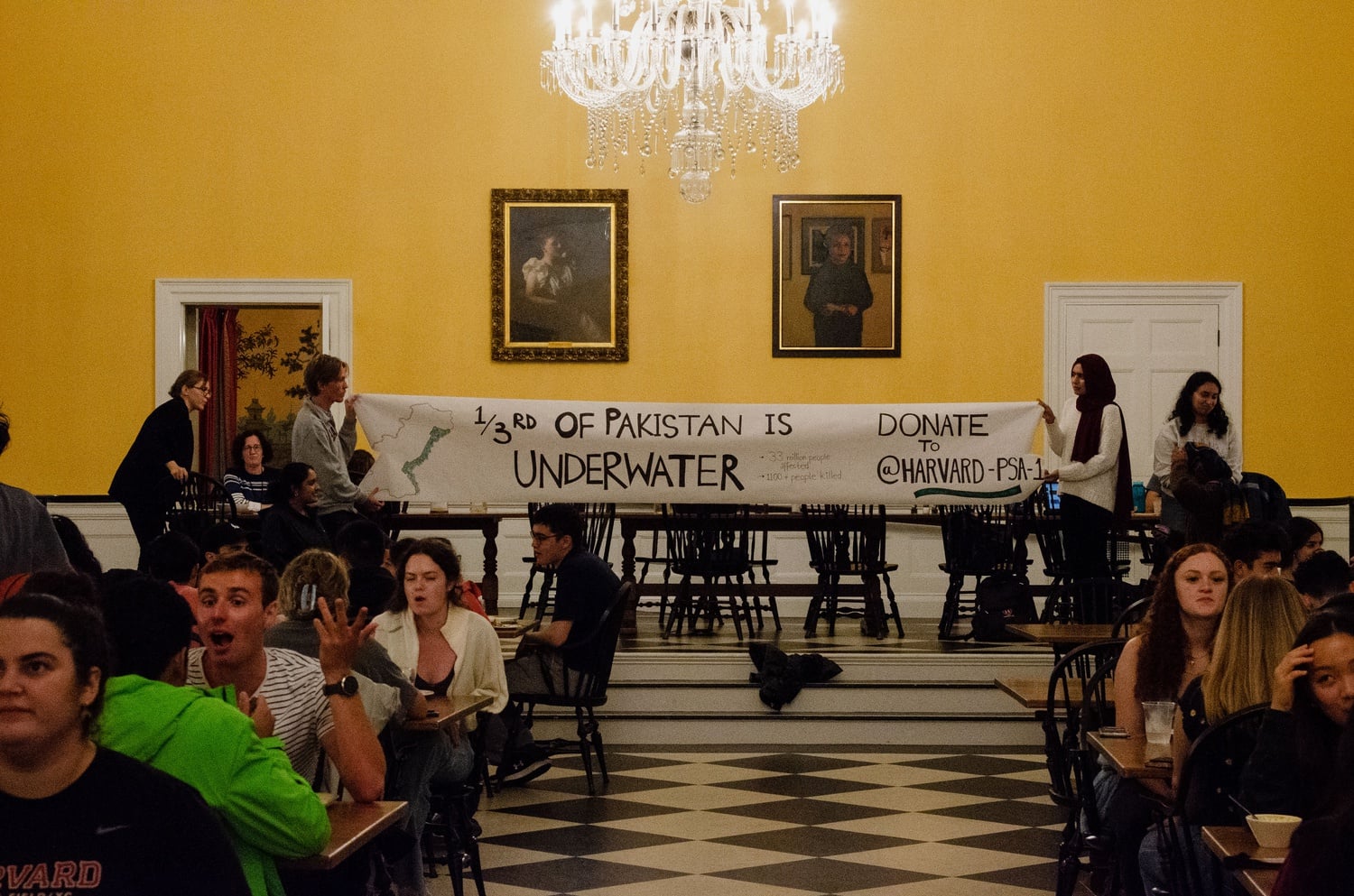 Students from the Pakistani Student Association asked students dining in Lowell House to support efforts to provide disaster relief in the country following devastating floods.