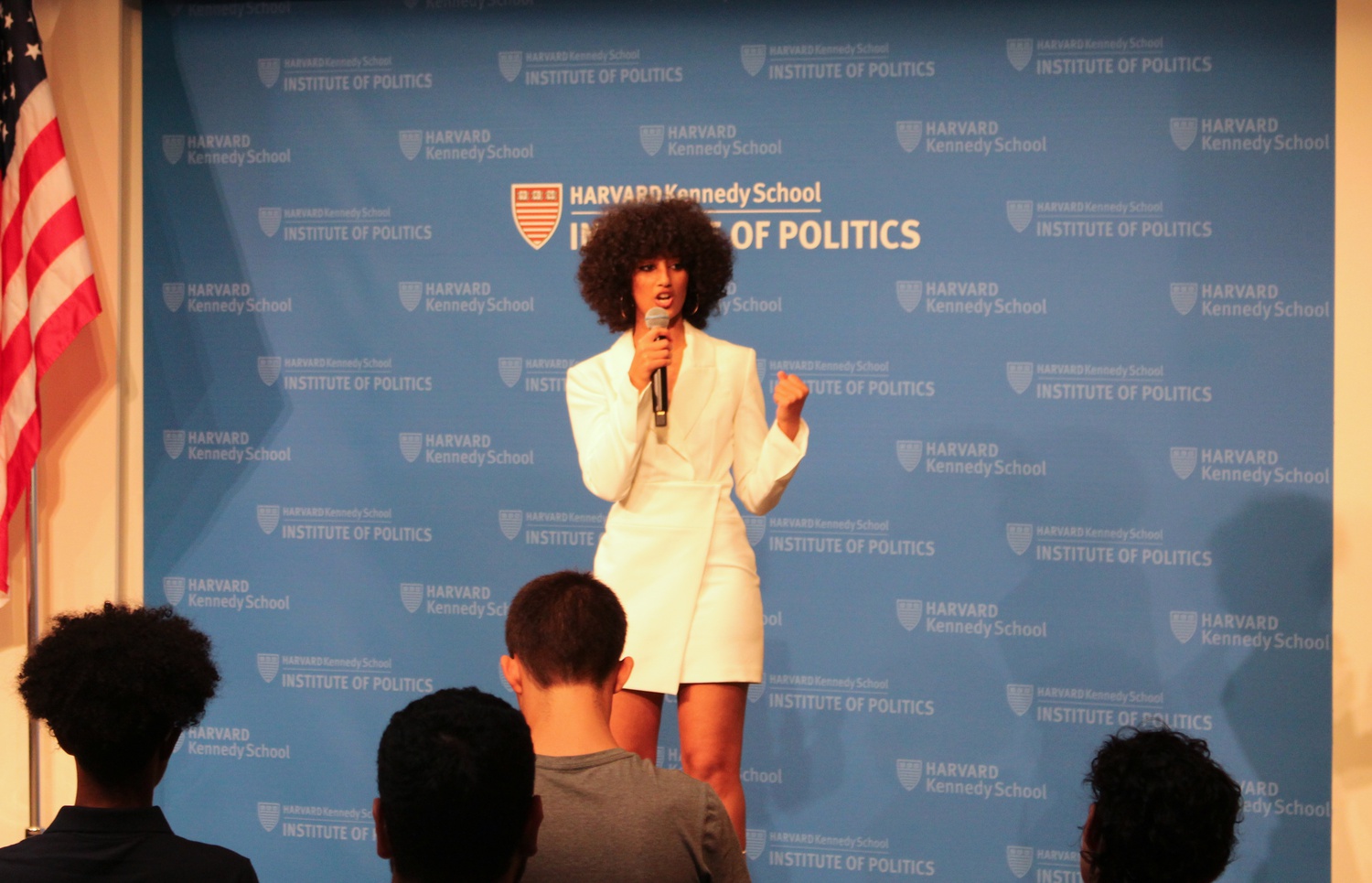 Laila A. Nasher '25 spoke at Friday's inaugural "IOP Narratives" event, which featured nine undergraduate student speakers.