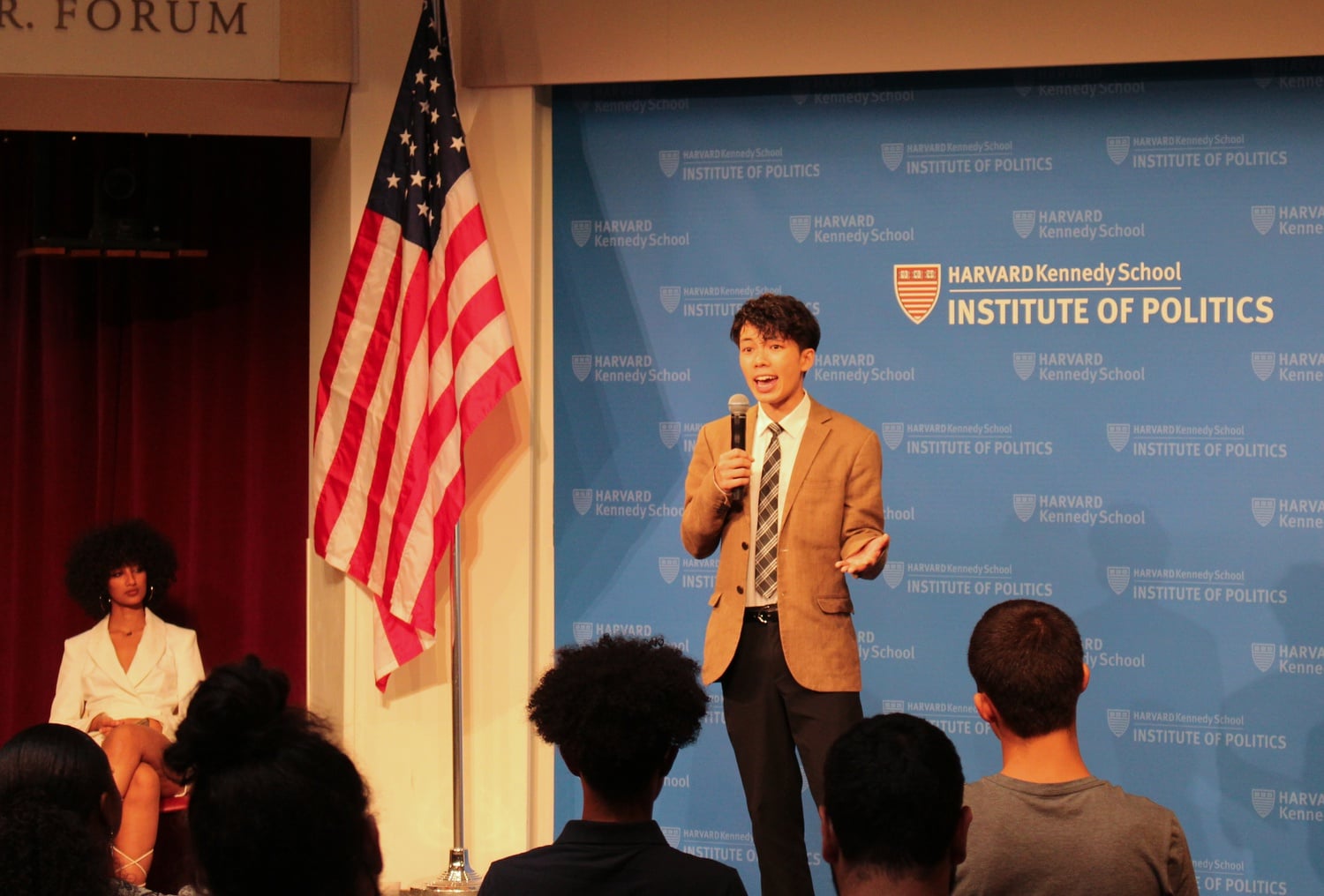 Ryan Doan-Nguyen '25 spoke at the John F. Kennedy Jr. Forum last Friday.