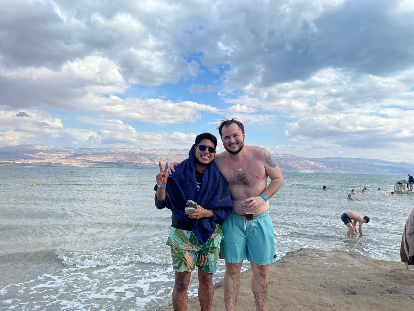 On their trip with Palestine Trek, Rodrigo Ventocilla Ventosilla and Morgan Benson visited the Dead Sea.