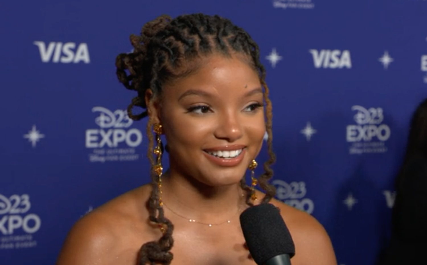 Halle Bailey pictured at the Disney 2023 Expo.