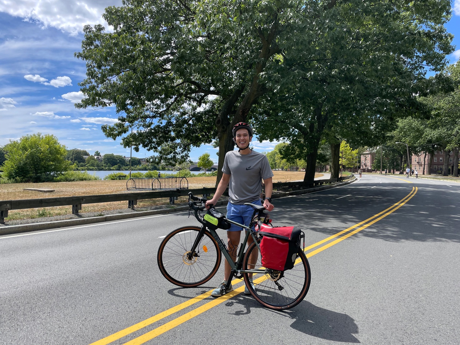 Michael Uy biked for 42 days across the country, beginning in California on August 19th and finishing at Dunster House on October 1st.
