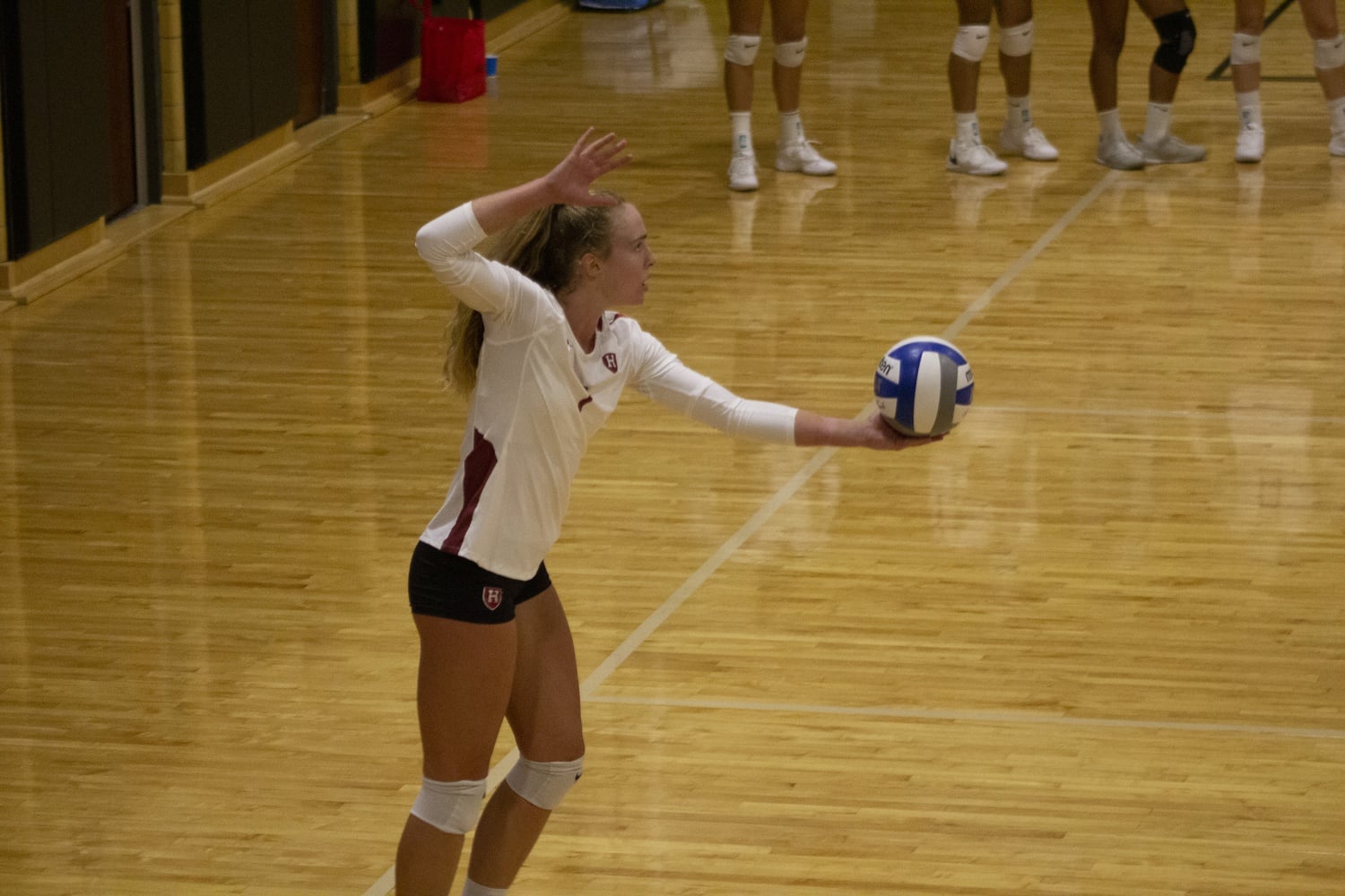 Sophomore outside hitter Corinne Furey goes for a serve against Merrimack on Sept. 4, 2021. In the recent match against Princeton, Furey had the second-most kills for the team.