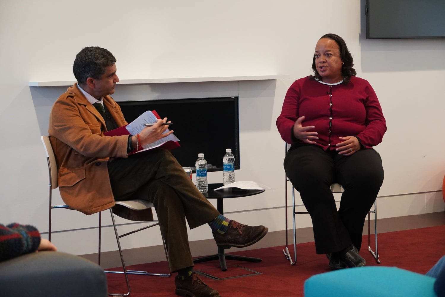 Dean Rakesh Khurana and Dean Bridget Terry Long host a discussion on education and equity at Smith Campus Center.