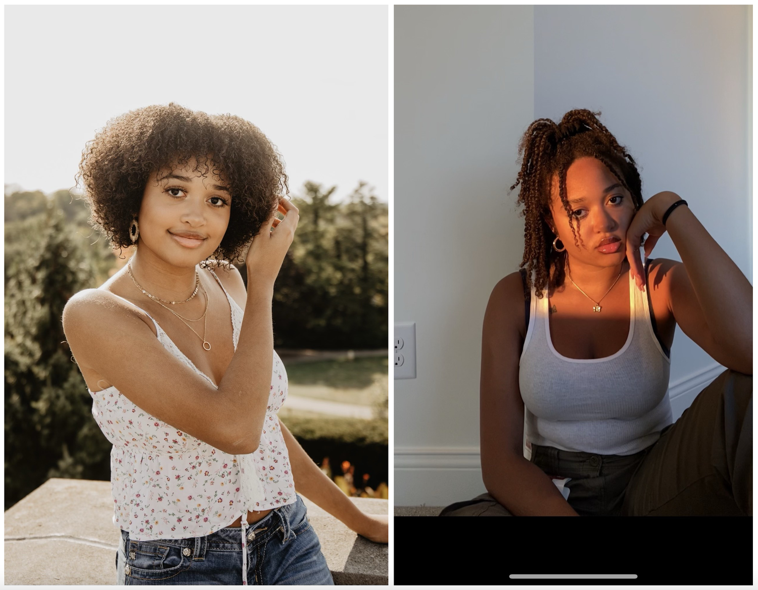 Mariah in high school (left) versus college (right).