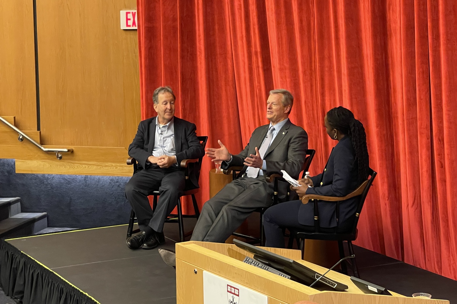 Massachusetts governor Charlie D. Baker '79 spoke at a Harvard School of Public Health event on Oct. 13.