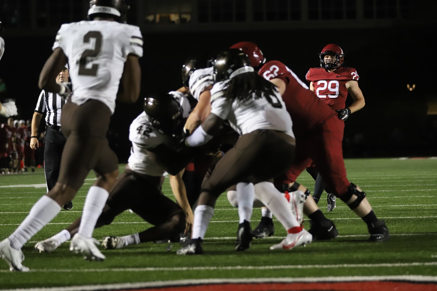 Sophomore running back Shane McLoughlin looks on during a 49-17 victory over Brown on Sept. 24, 2021. McLoughlin scored the first two rushing touchdowns of his career on Saturday.