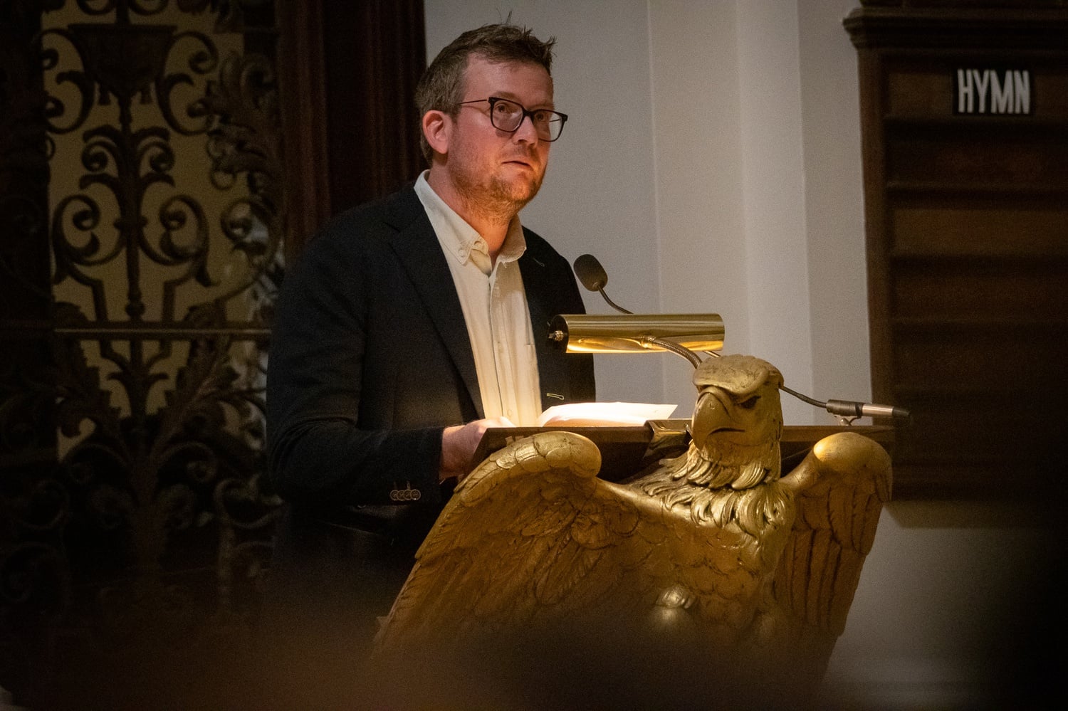 John Green speaks at Harvard's Memorial Church on Friday evening, opening the William Belden Noble Lecture series.