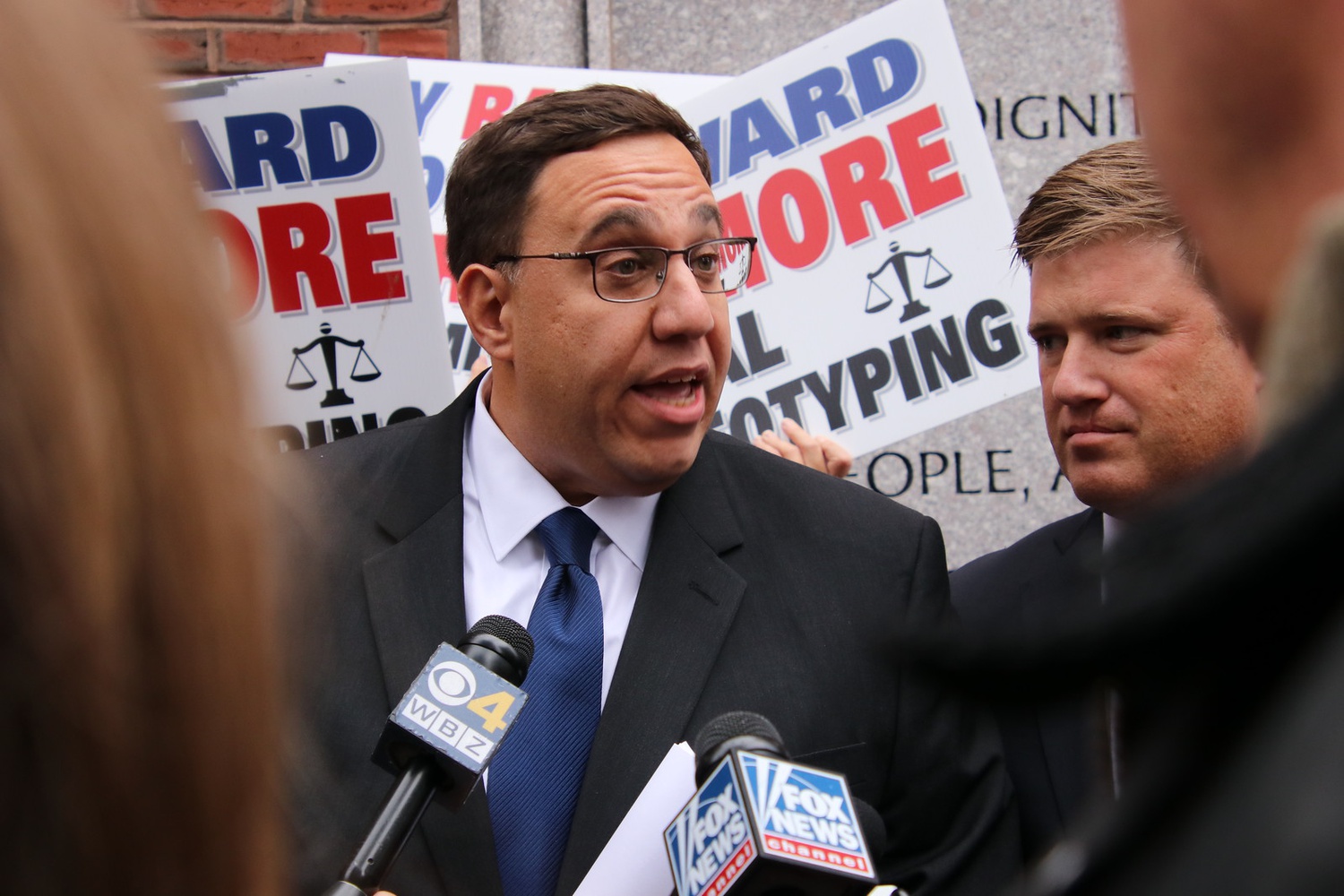 William S. Consovoy speaks to the press outside the John Joseph Moakley United States Courthouse in November 2018.