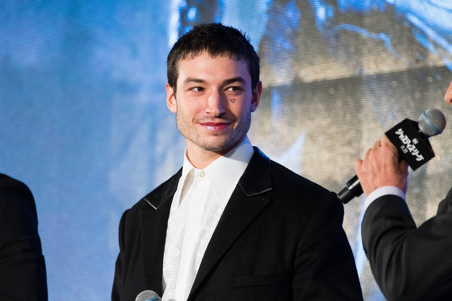 Ezra Miller pictured at the Justice League Japan Red Carpet