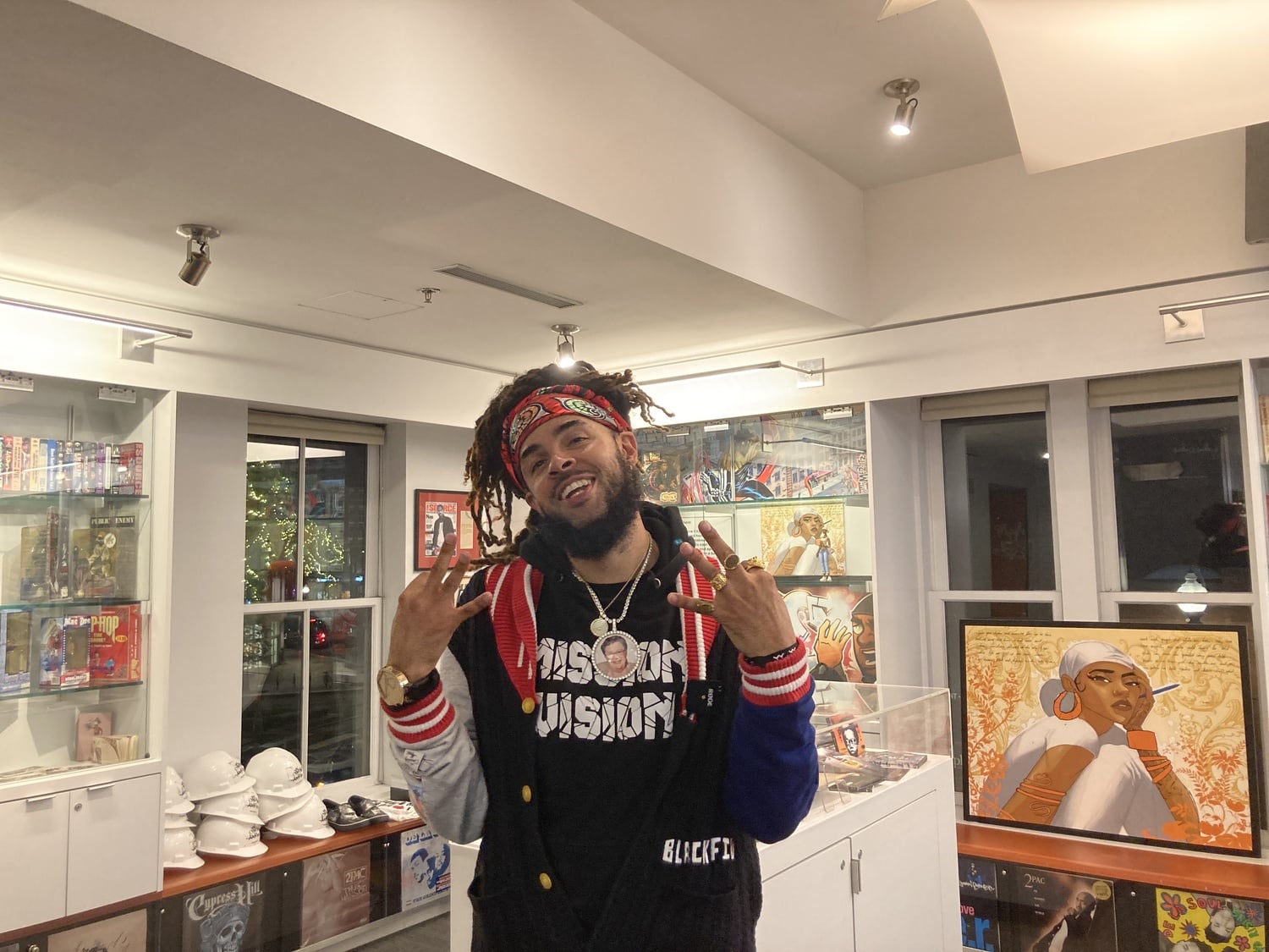 In the Hutchins Center for African and African American research, rapper and activist Dee-1 gave a talk titled "Is Trap Music a Trap?"