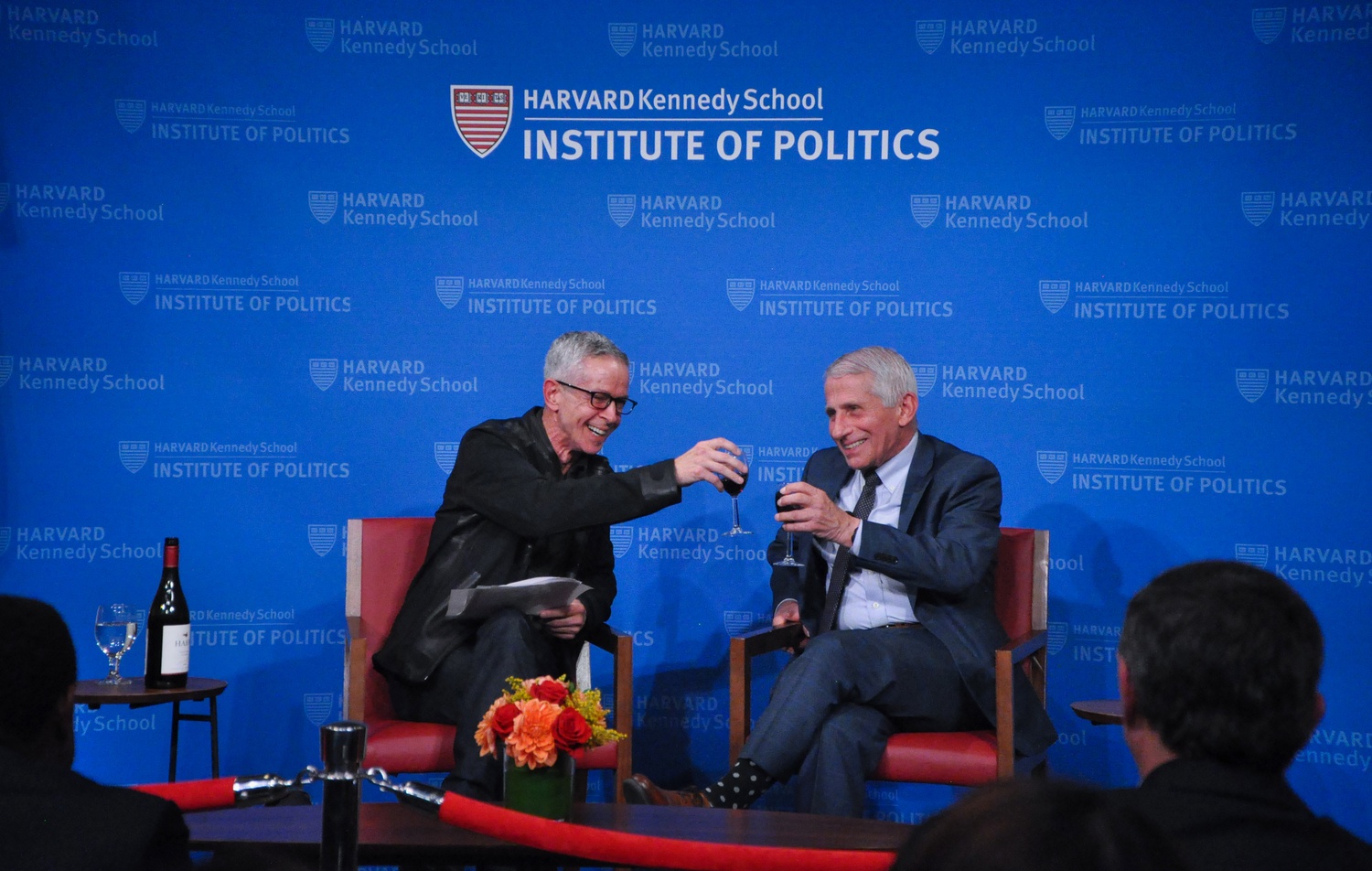 Anthony S. Fauci, President Joe Biden's chief medical adviser, spoke at a Harvard IOP forum on Wednesday.
