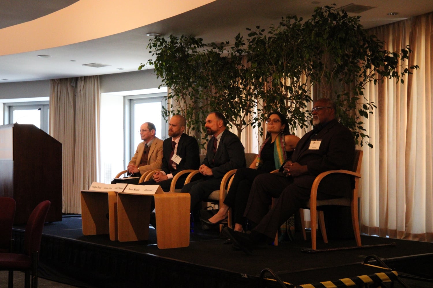 From left to right: Jonathan Rauch, Dorian S. Abbot ’04, John Chisholm, Amna Khalid, and Glenn Loury discuss diversity in academia at the ACTA conference.