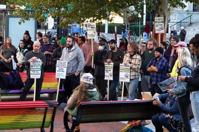 Cover image for With Harvard Square Darwin’s Location Set to Close, Workers Gather at Owners’ House