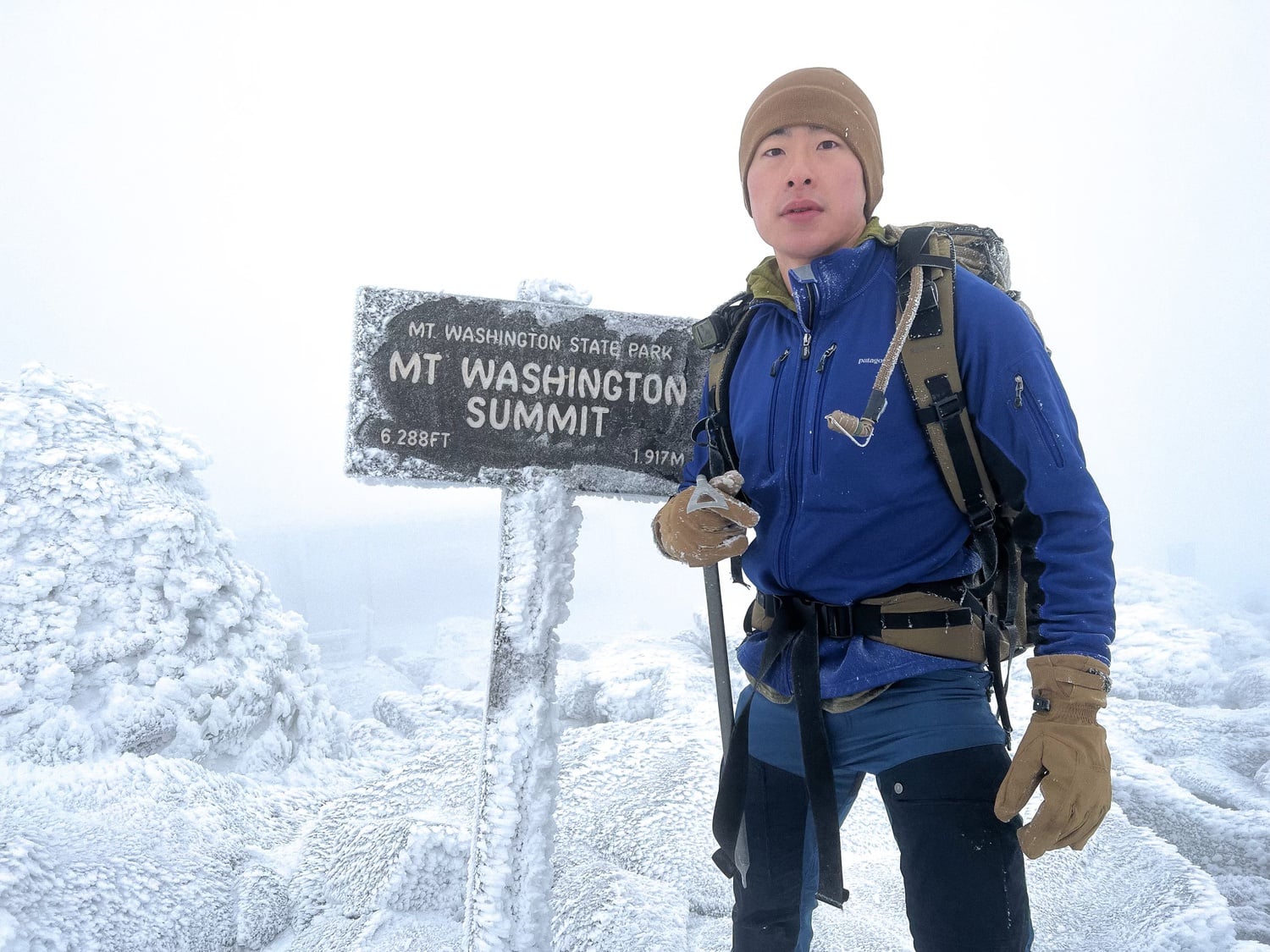 Kevin at the peak of Mount Washington in New Hampshire.