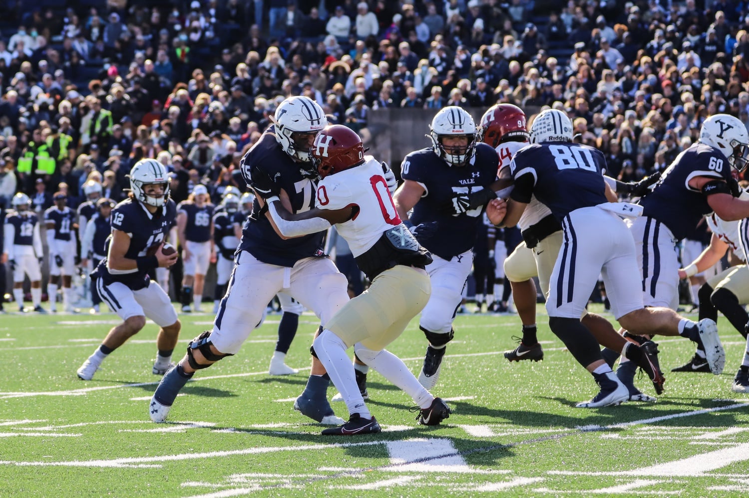 Harvard faced off against Yale in New Haven, C.T. on Nov. 20, 2021. This year, they meet in Cambridge, M.A. on Saturday, Nov. 19.