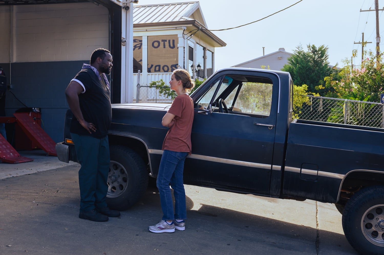 Brian Tyree Henry and Jennifer Lawrence in "Causeway."