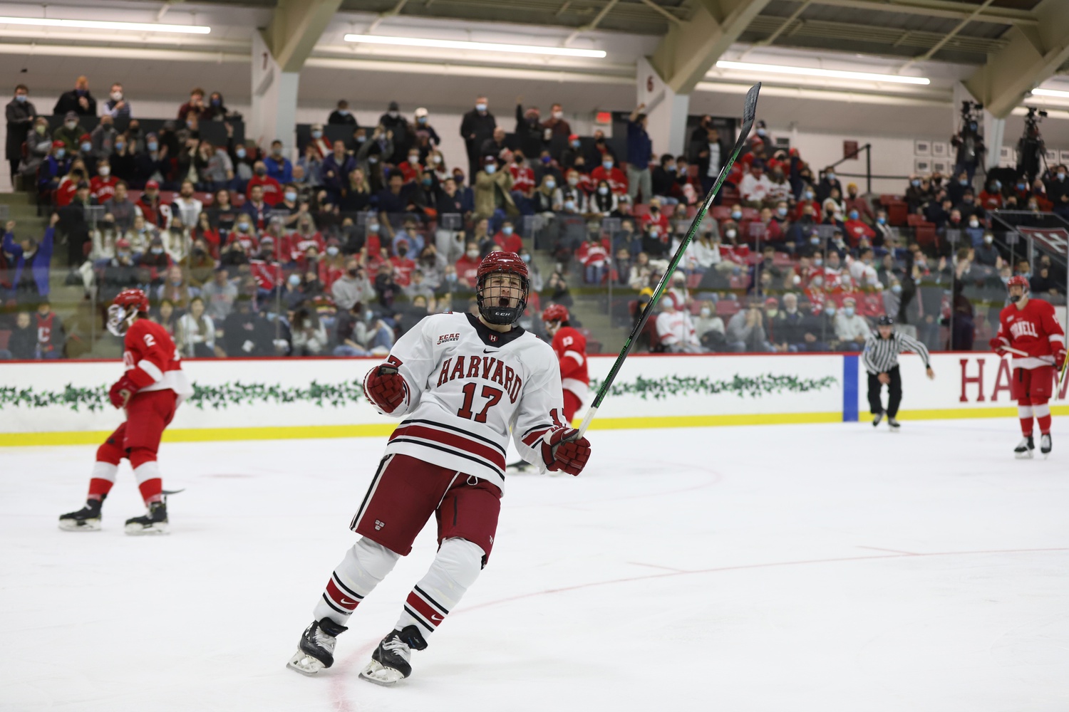 Then-junior John Farinacci brings energy in a match against rival Cornell on Nov. 5, 2021. Farinacci was one of the team's top-scorers in the 2021-22 campaign with 10 goals and nine assists.
