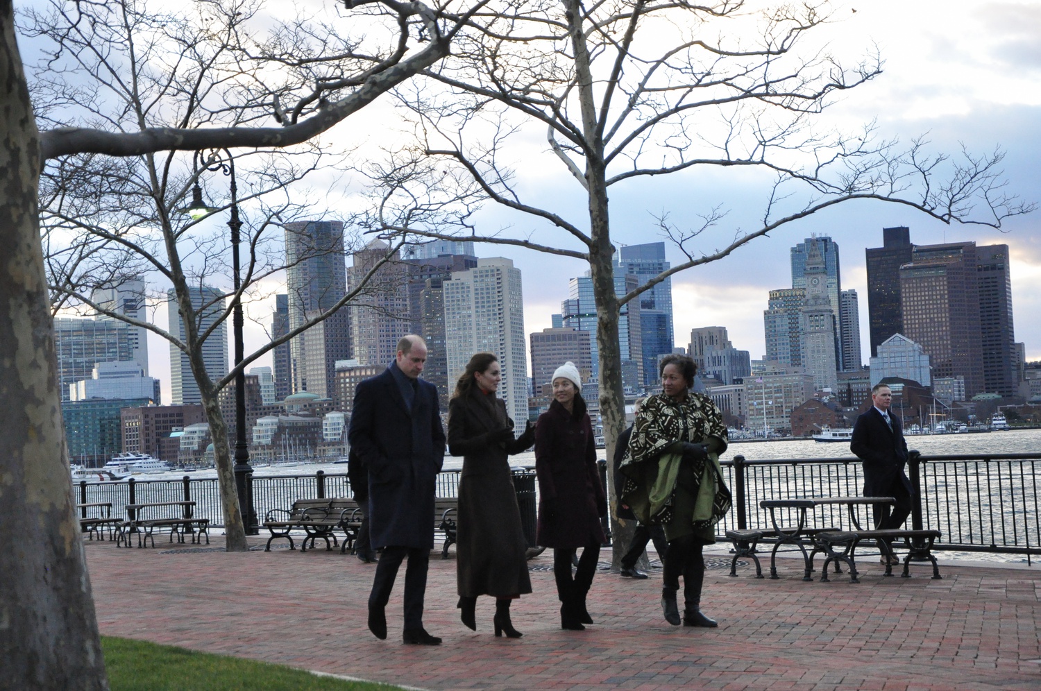 The Prince and Princess of Wales walk along the waterfront in Boston during their visit to the city last week.