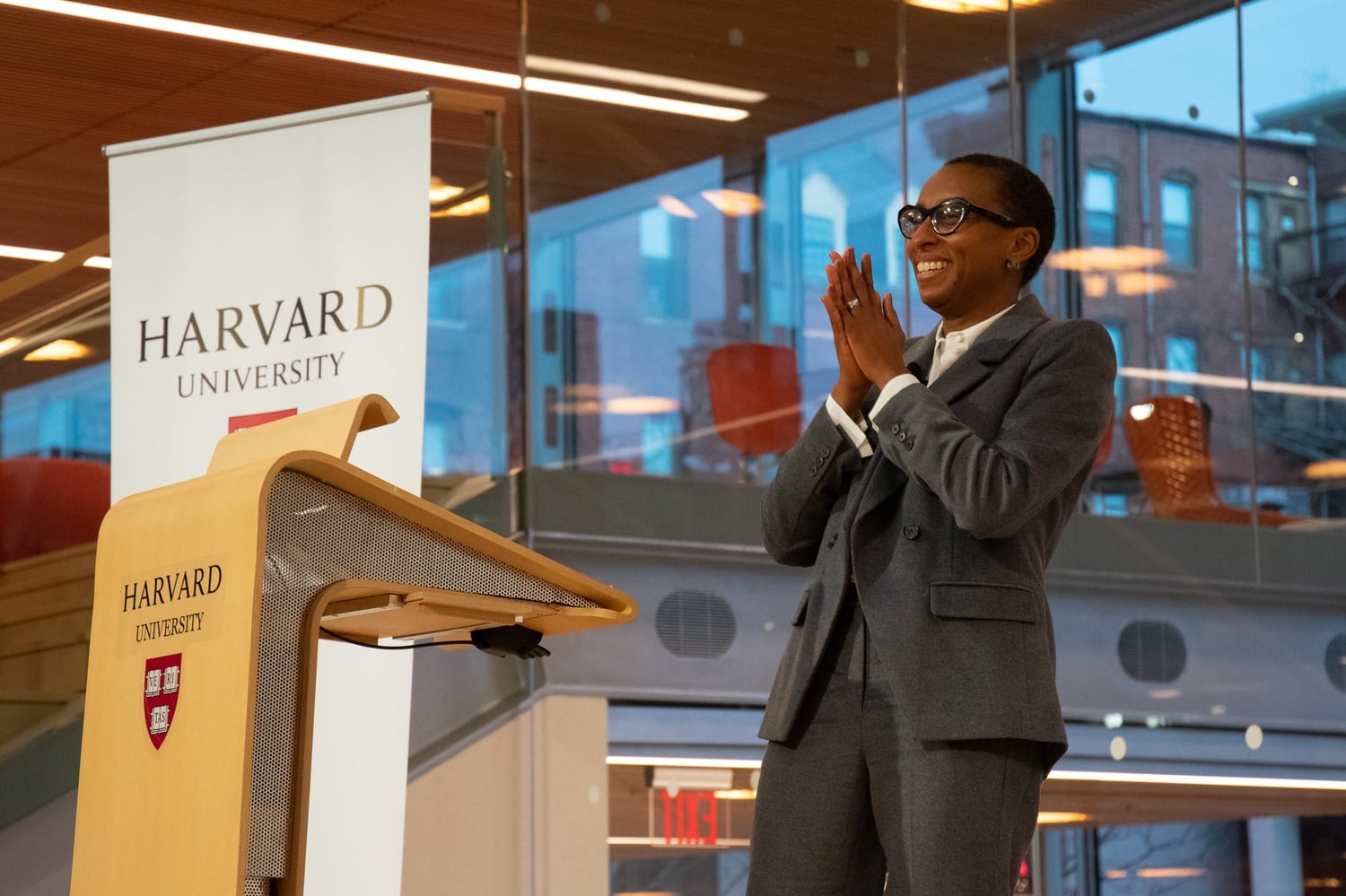 Dean of the Faculty of Arts and Sciences Claudine Gay was announced as Harvard's 30th president in the Smith Campus Center in December 2022.