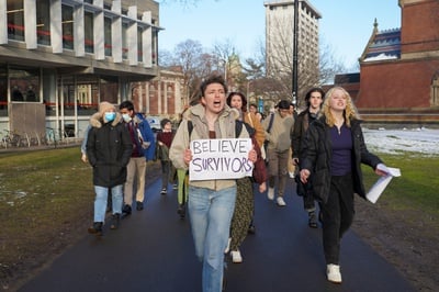 Cover image for In Photos: Students Walk Out of Harvard Professor John Comaroff’s First Class of Semester