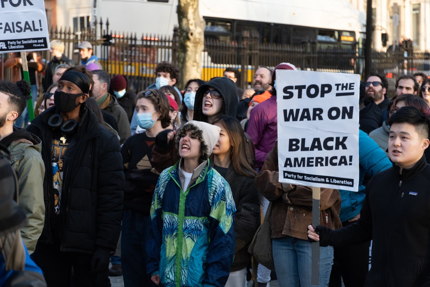 A large group of protesters chants together at a protest for Tyre Nichols in Boston Common. The protesters gathered Saturday afternoon at Boston Common, before marching to the State House.