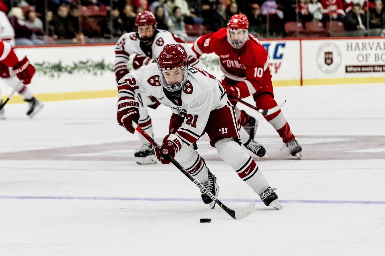 Junior forward Sean Farrell surges up the ice against Cornell on January 28th. Farrell recorded four assists in the game.