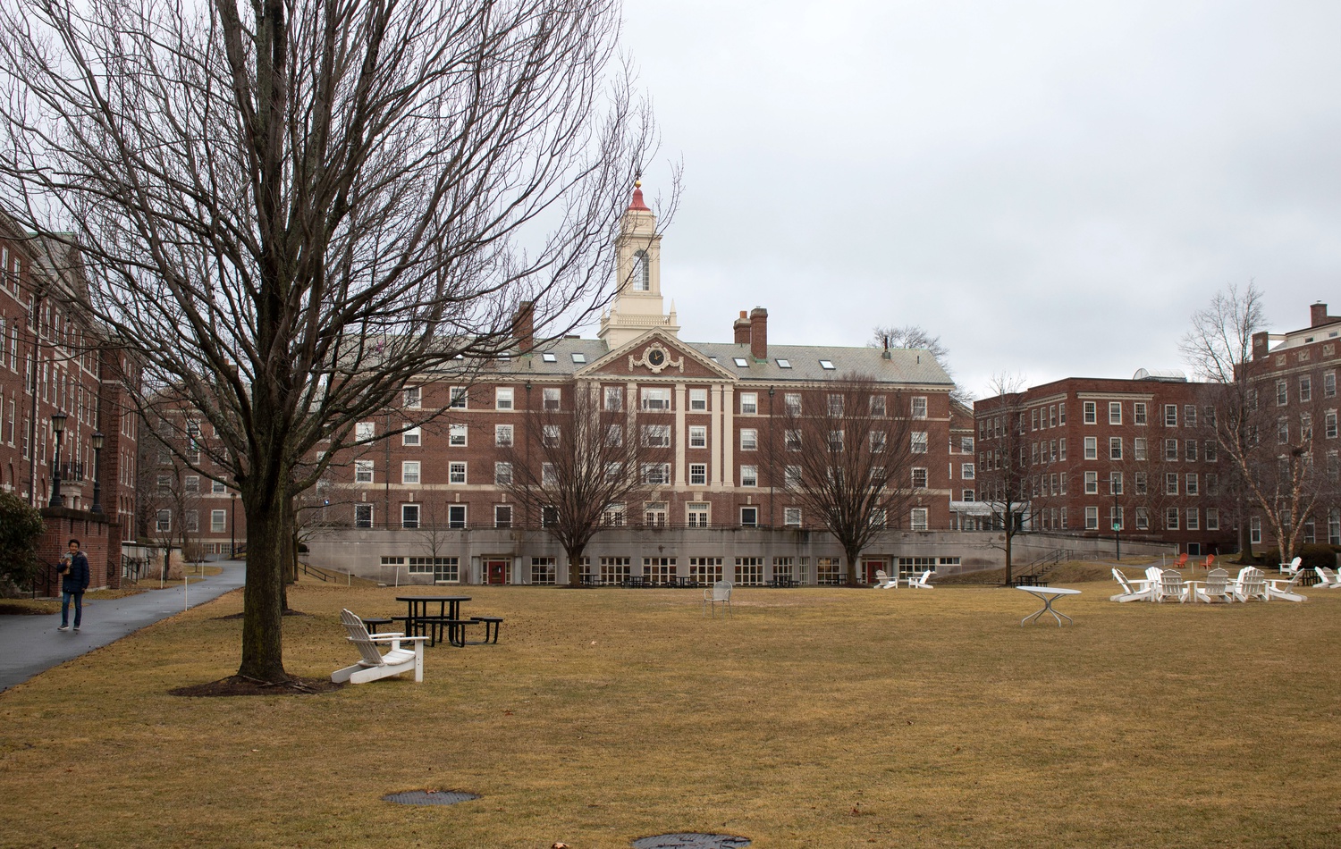 The Radcliffe Quadrangle, located roughly a mile from the river houses, contains Pforzheimer, Cabot, and Currier Houses.