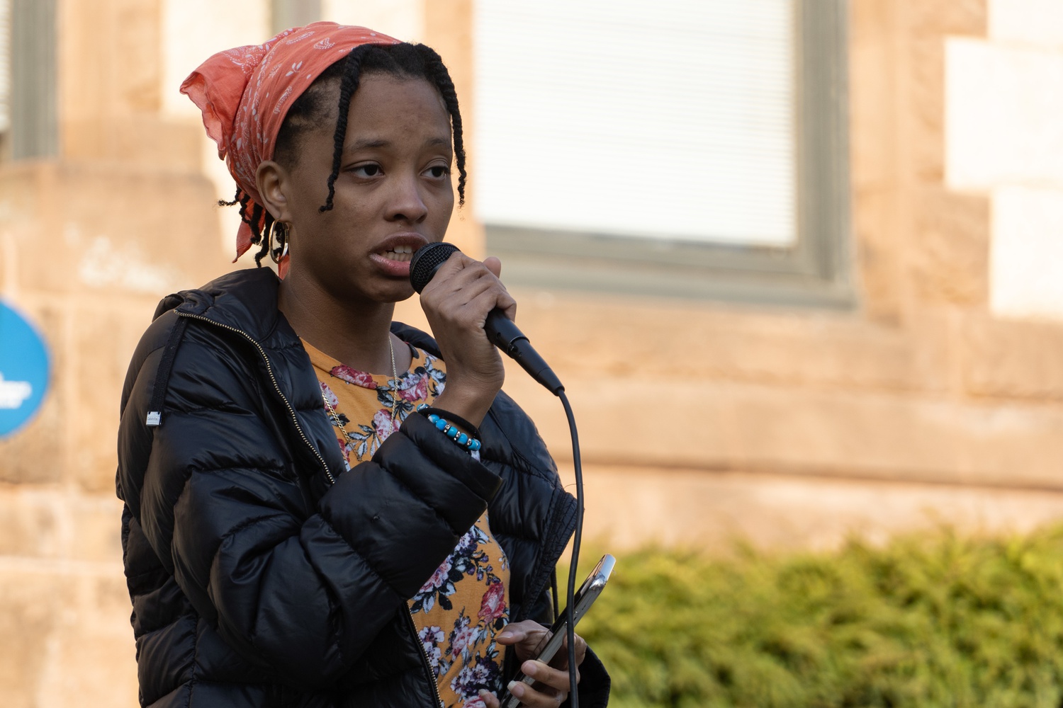 Amari M. Butler '25, pictured at a March 21 rally, said she believes her peers at Harvard can do more to protest the police killing of Sayed Faisal.