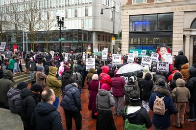Cover image for Eight Months On, Protesters Renew Calls of ‘Justice for Faisal’ at Harvard Square Rally