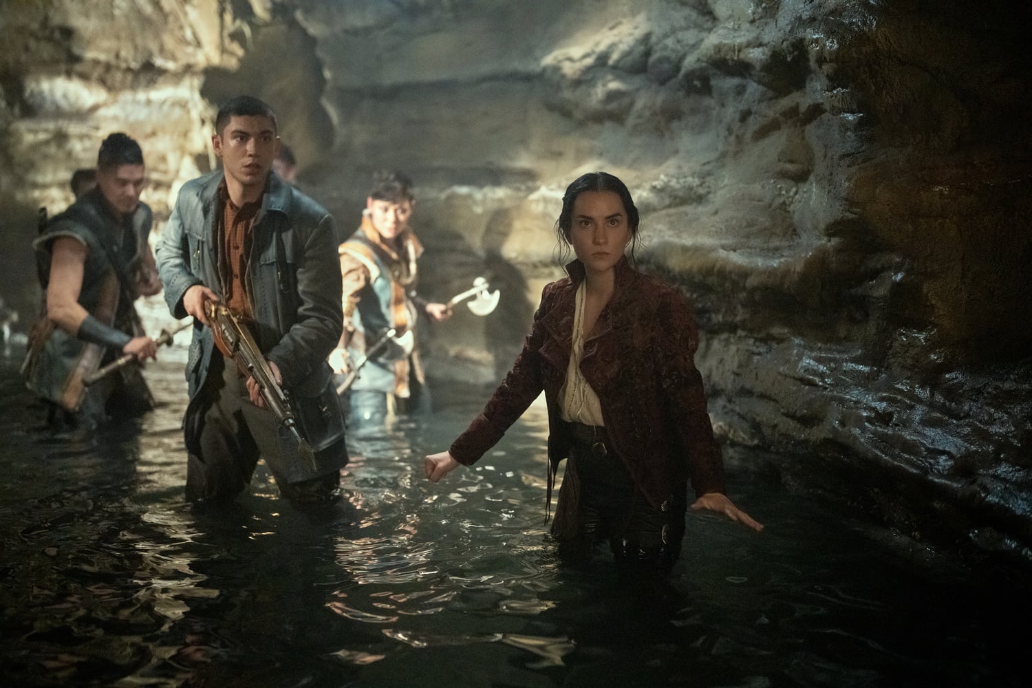 Jessie Mei Li as Alina Starkov and Archie Renaux as Malyen Oretsev in Netflix's "Shadow and Bone" Season Two.