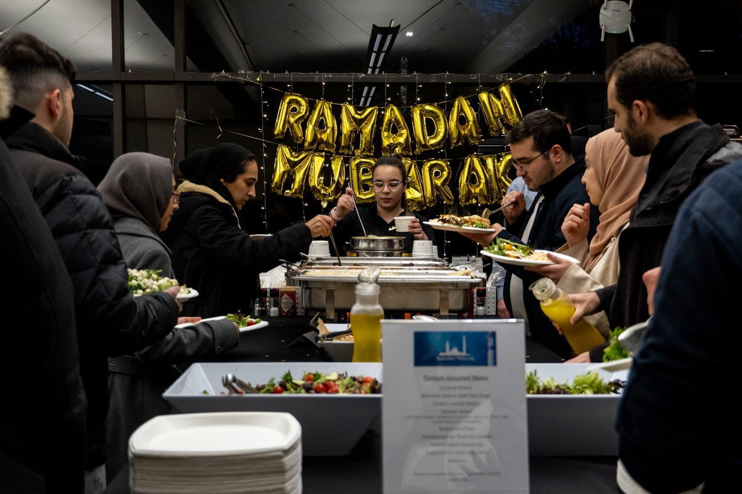 Students gather for iftar at the Student Organization Center at Hilles during Ramadan in April 2023. This year, the College shortened its Ramadan meal programming to just one week.