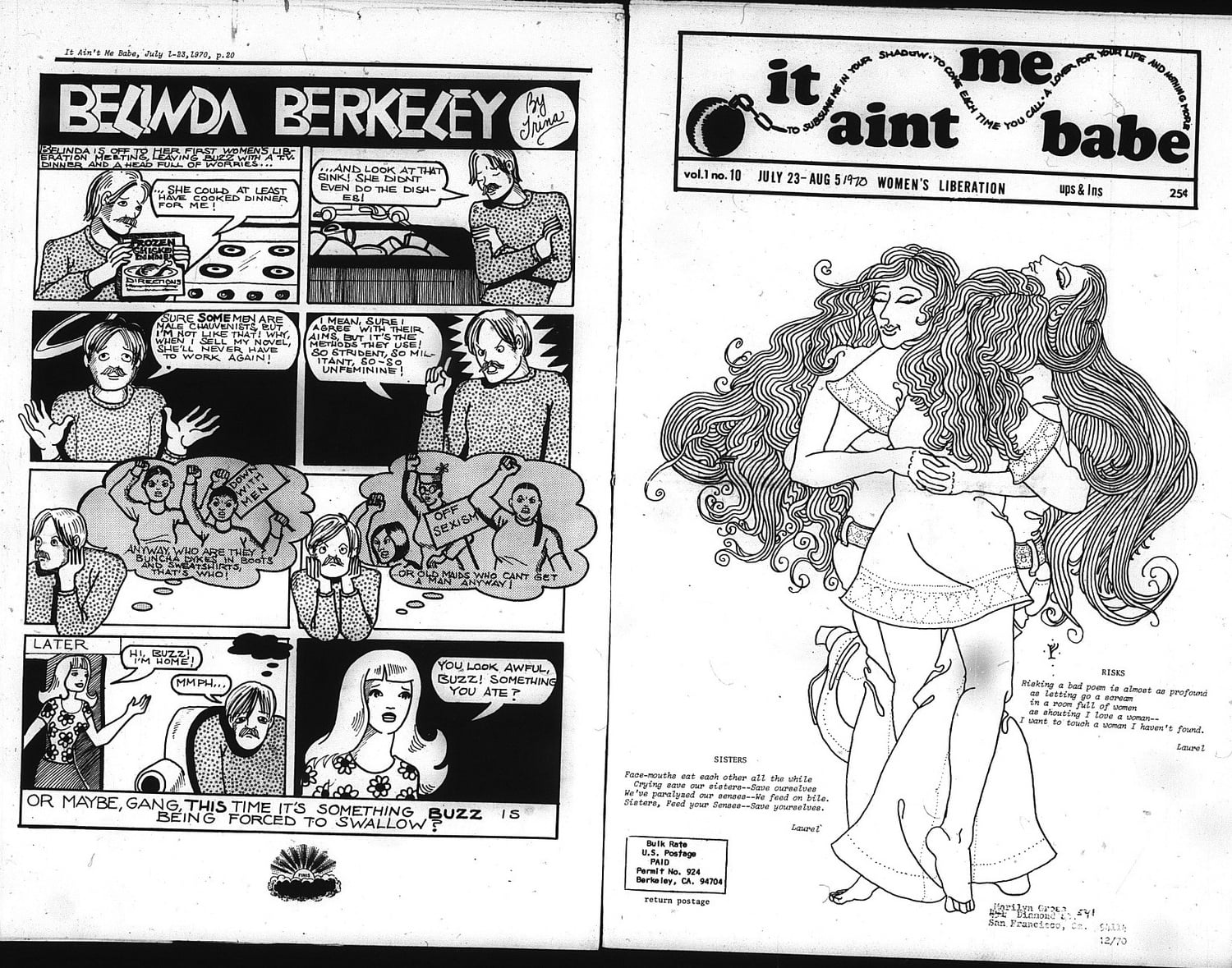 “It Ain’t Me Babe Comix” was the first entirely women-created comic book. Coupled with the revolutionary spirit of 1960s movements for Civil Rights and against the Vietnam War, second-wave feminism advocated for women’s reproductive rights, job opportunities, and freedom from sexual assault and harassment.