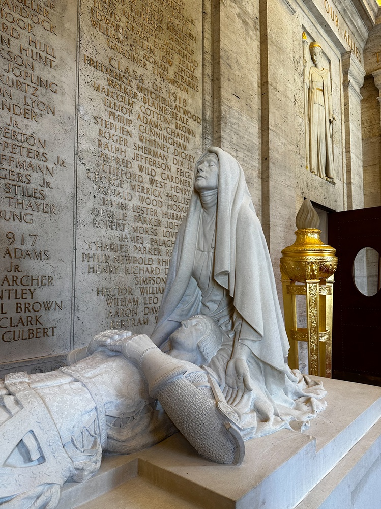 which depicts a dead crusader and a mourning woman