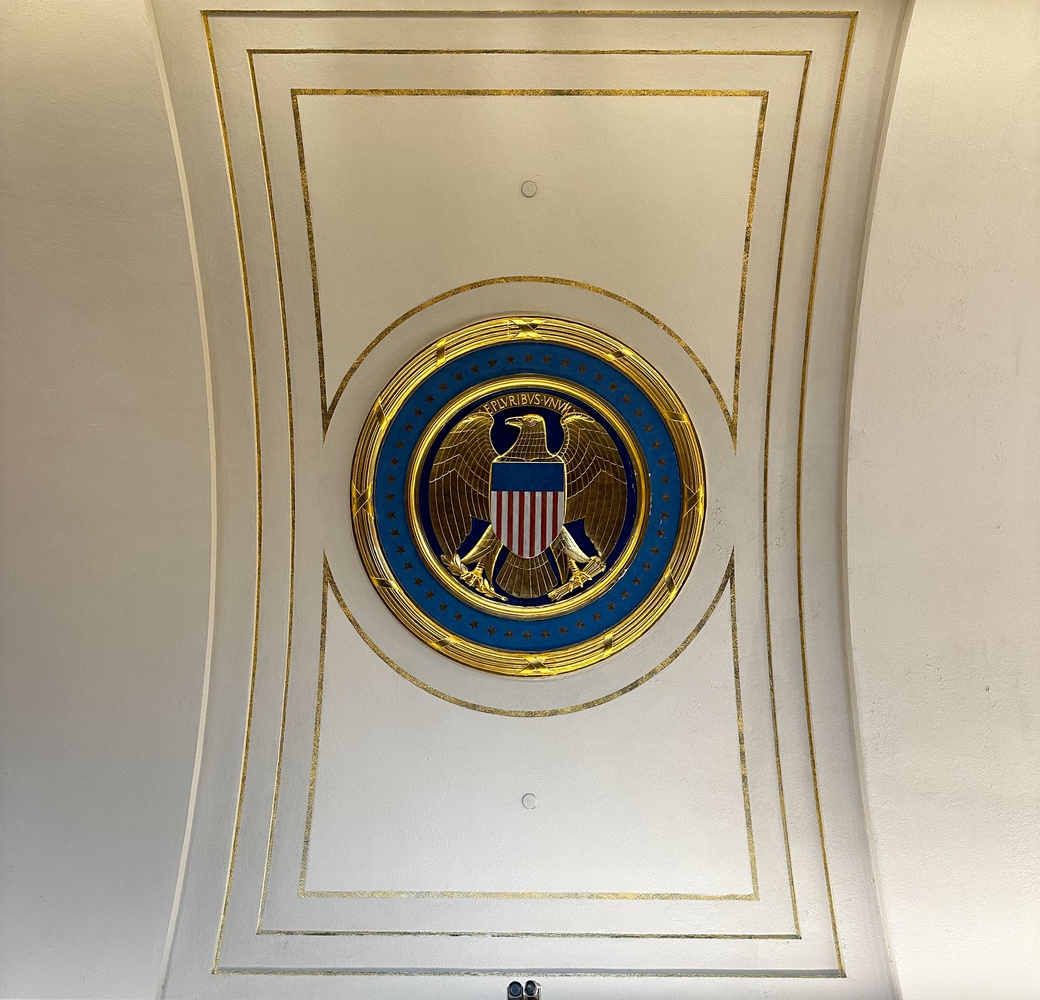 on the ceiling